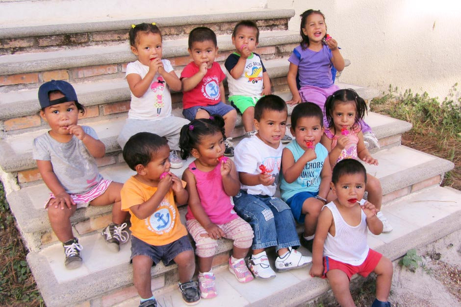 Children eating candy